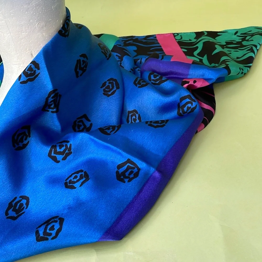 Vintage multicolored silk scarf